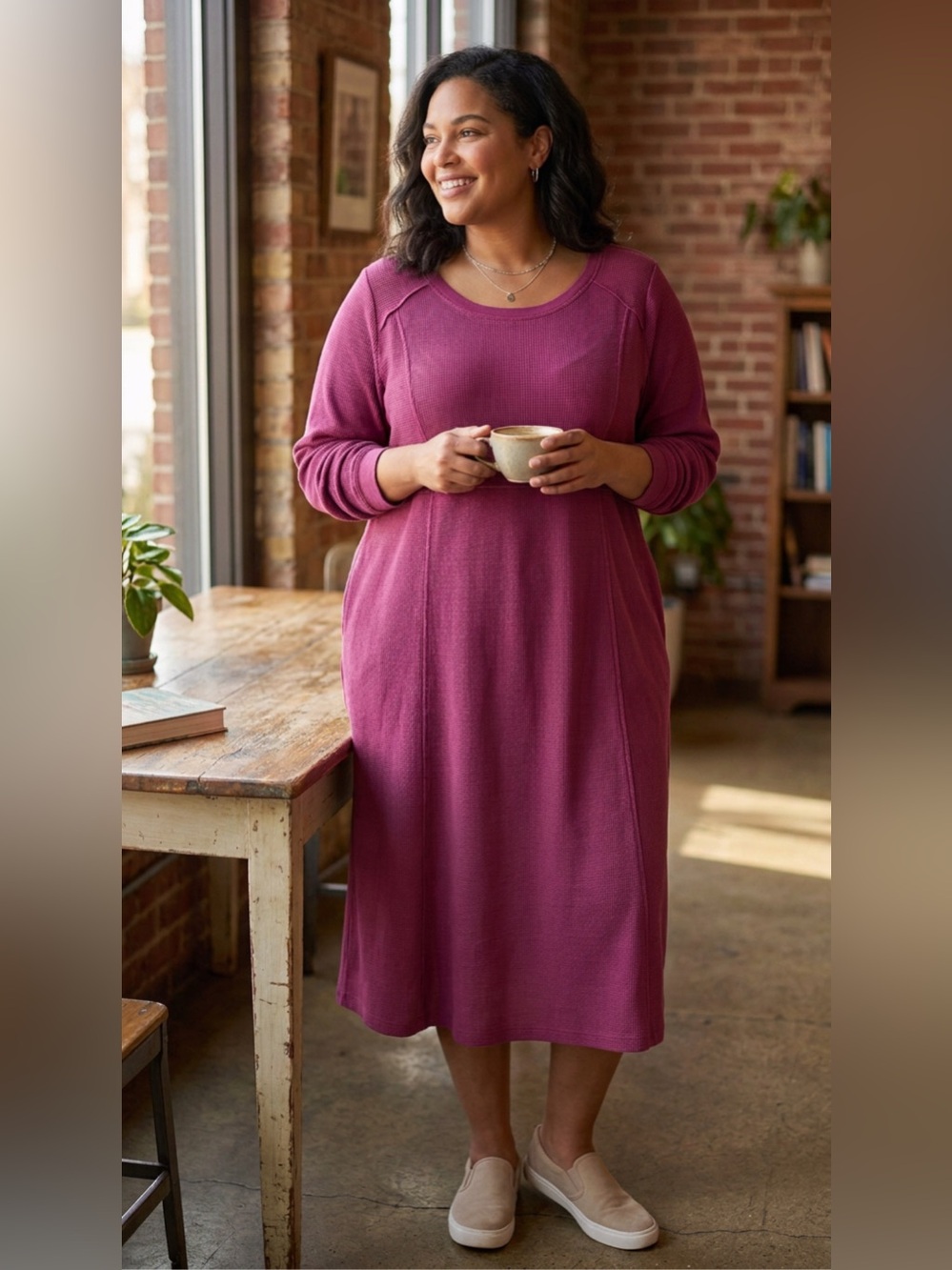 Woman Within Berry Knit Midi Dress size 1X